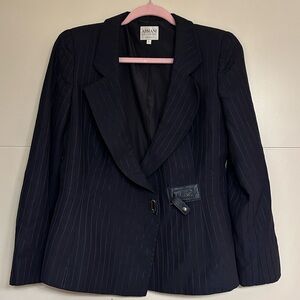 Vintage 80s Giorgio Armani Colezzioni Navy Pinstripe Blazer sz 6, Made in Italy
